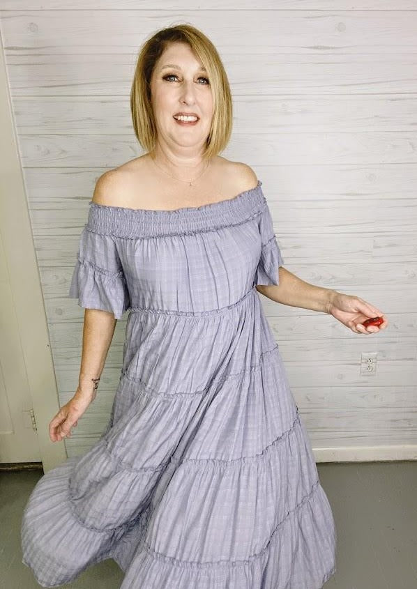 midi off shoulder summer dress Off-Shoulder Midi Dress｜Mimi's House Boutique
