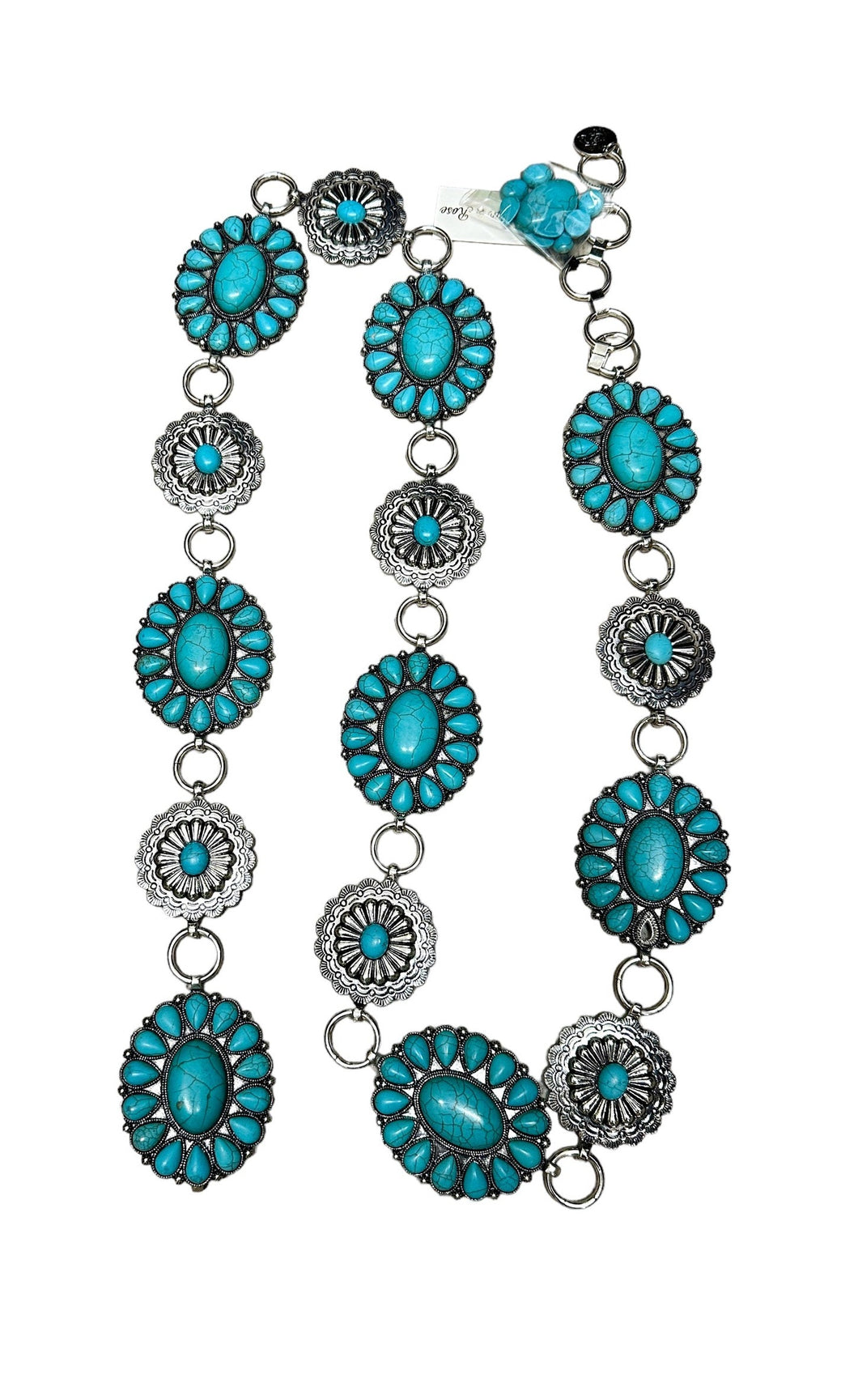 Floral Silver Turquoise Concho Belt