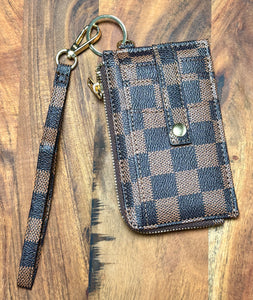 Checked Wristlet Wallet