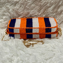 Load image into Gallery viewer, Orange, Blue &amp; White Square Beaded Purse
