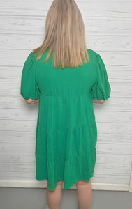 Green Puff Sleeve Dress