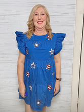 Load image into Gallery viewer, All American Star Sequin Blue Dress
