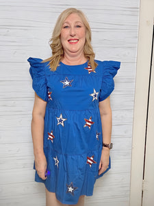 All American Star Sequin Blue Dress