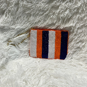 Orange, Blue & White Beaded Wristlet