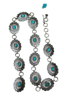 Load image into Gallery viewer, silver turquoise concho belt
