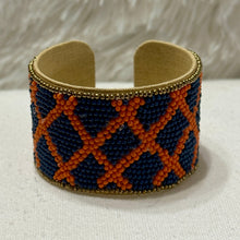 Load image into Gallery viewer, Orange and Blue Beaded Cuff
