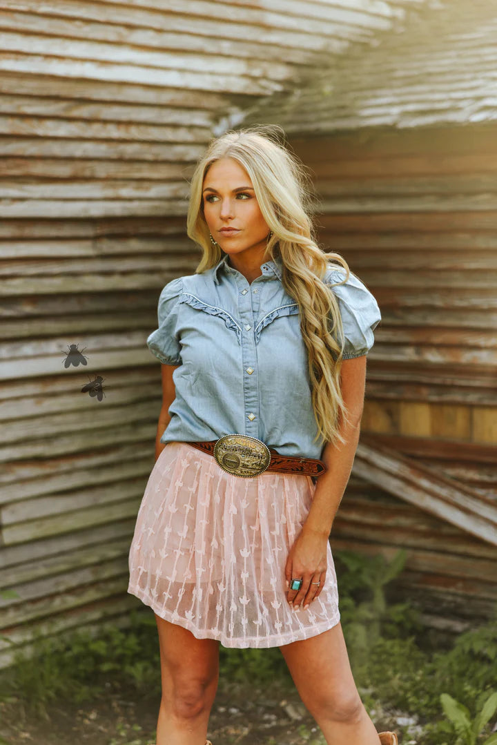 Rowdy Ruffles Denim Top