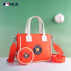MLB Official Houston Astros Tote/Crossbody with Baseball Coin Pouch