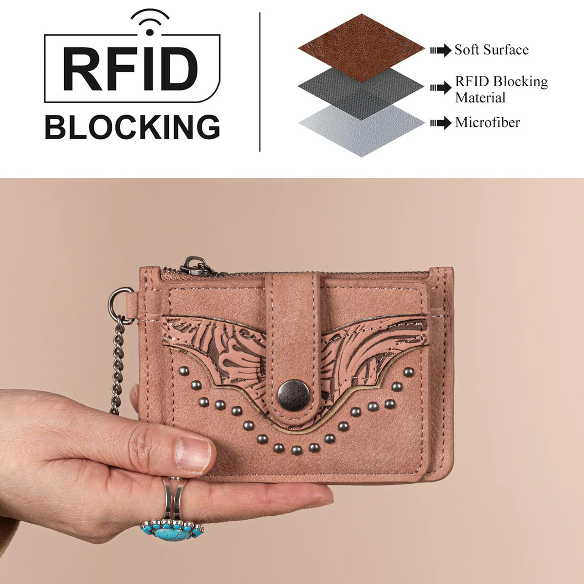 Montana West Floral Tooled Collection Key Ring Wallet