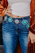 Load image into Gallery viewer, Floral Silver Turquoise Concho Belt
