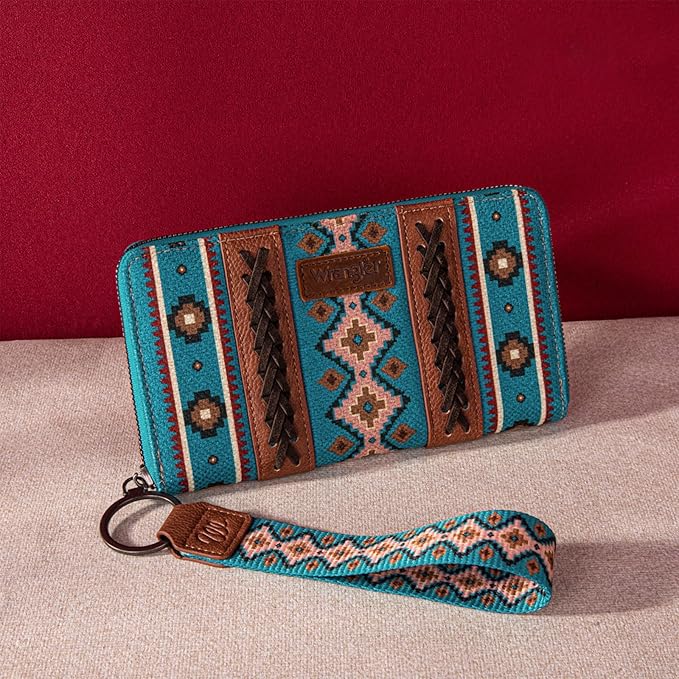 Wrangler Southwestern Art Print Wallet -Dark Turquoise