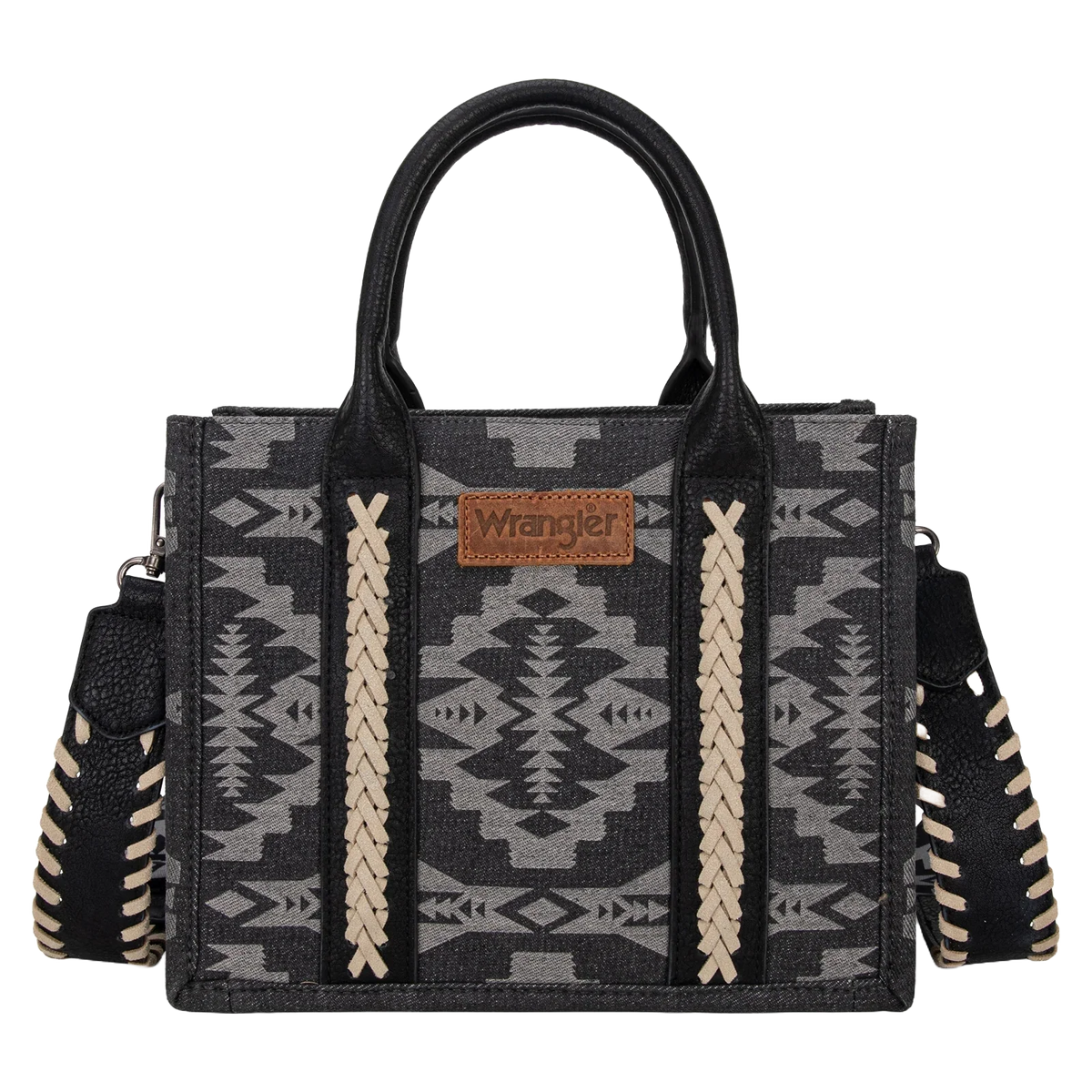 Wrangler Southwestern Print Small Canvas Tote/Crossbody - Black