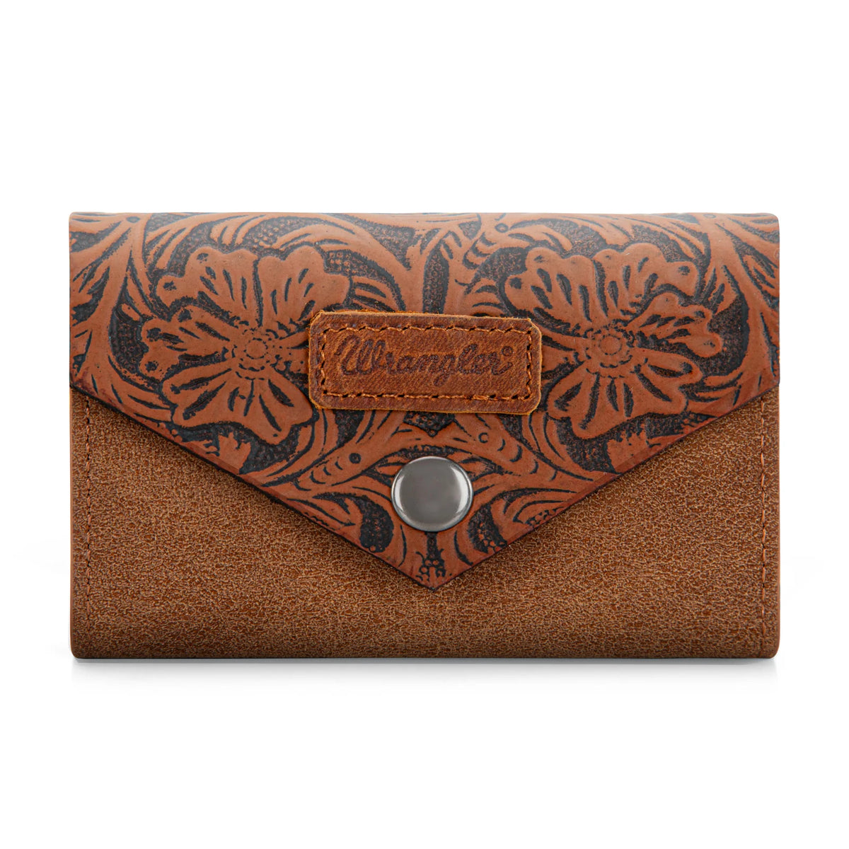 Wrangler Genuine Hair-On Cowhide Floral Tooled Wallet