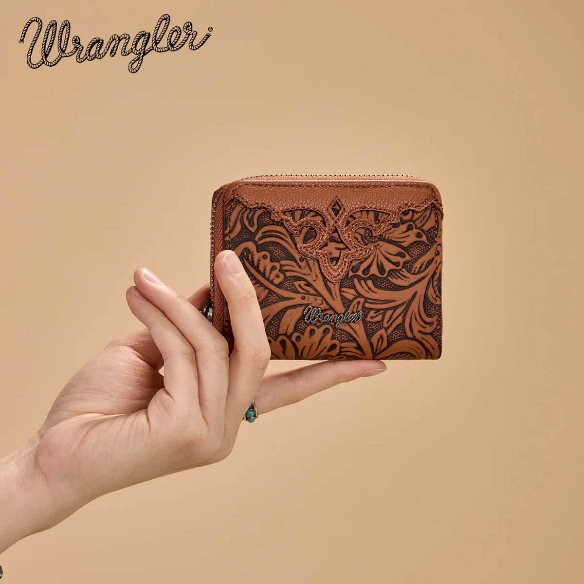 Wrangler Tooled Zip-Around Wallet