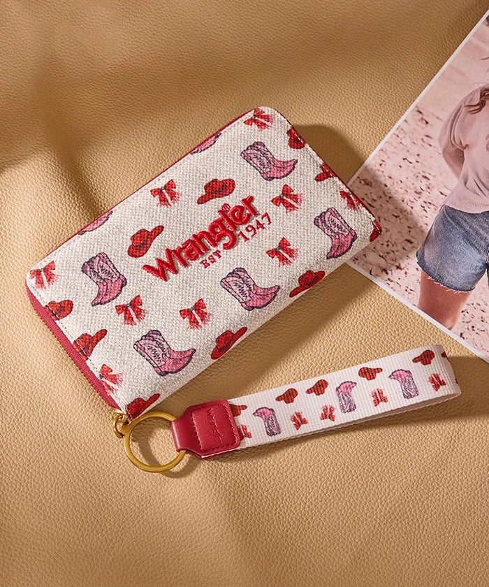 WRANGLER RODEO ICONS WESTERN ZIP AROUND WALLET