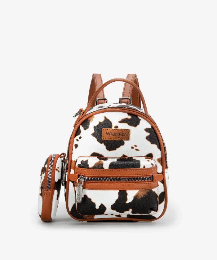 cow print mini backpack Wrangler Cow Print Mini Backpack – Mimi's House Boutique
