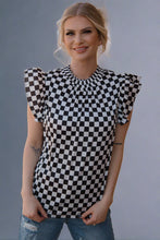 Load image into Gallery viewer, Checked Ruffle Babydoll Top – Black &amp; White
