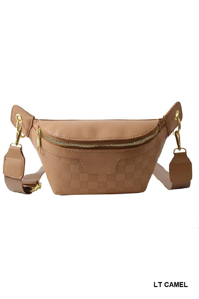 Vegan Leather Checkered Crossbody Bum Bag