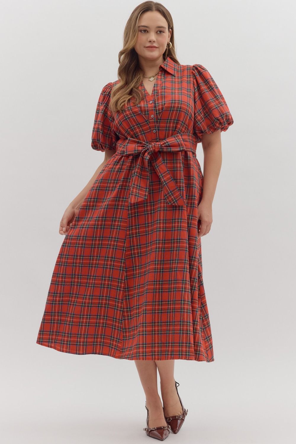 Plaid Perfection Midi Dress