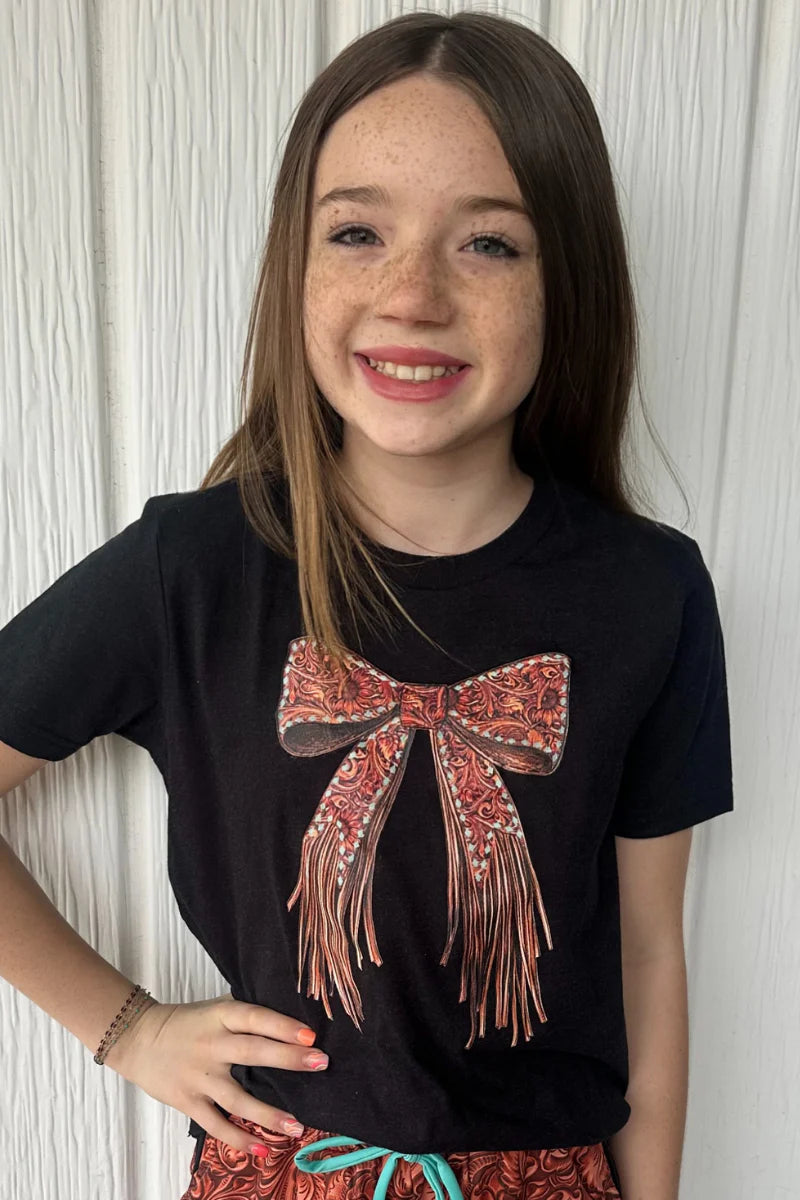 Just A Girl Tee – Tooled Bow Edition (Kids)