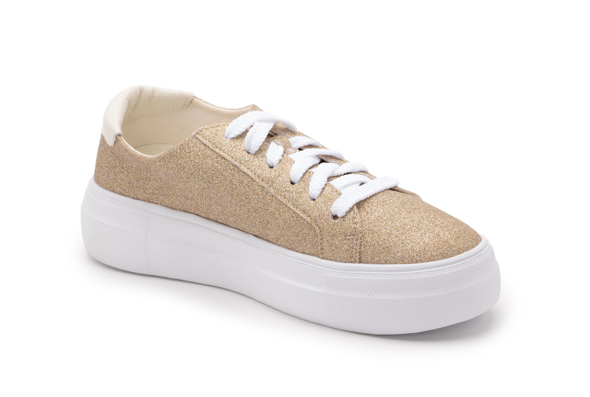 Corky's glaring gold platform sneaker
