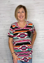 Load image into Gallery viewer, Aztec Print Top w/ Sequin Pocket
