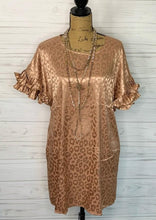Load image into Gallery viewer, Satin Bronze Leopard Print Dress
