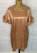 Load image into Gallery viewer, Satin Bronze Leopard Print Dress
