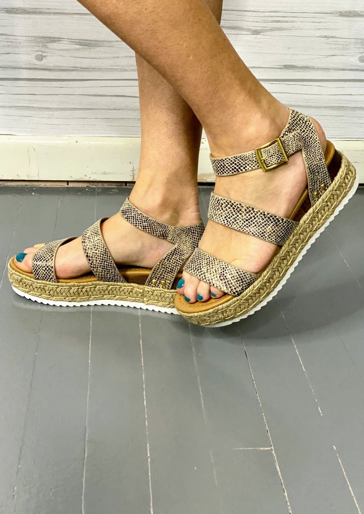 Snake Print Platform Sandals