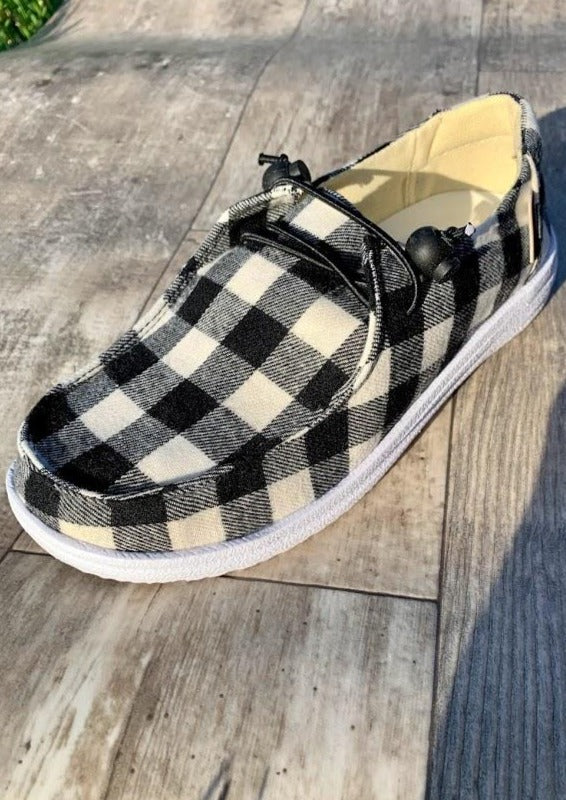 White Plaid Slip-On Loafer