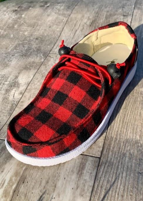 Red Plaid Slip-On Loafer