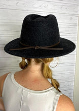 Load image into Gallery viewer, Felt Hat with Leather Trim Tie
