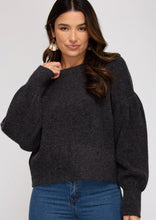 Load image into Gallery viewer, Long Balloon Sleeve Crop Sweater
