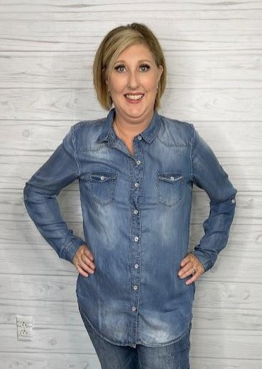 Denim Button Down Top