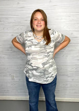 Load image into Gallery viewer, Grey Camo Criss-Cross Top
