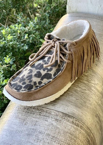 Taupe Leopard Print Moccasin Shoe