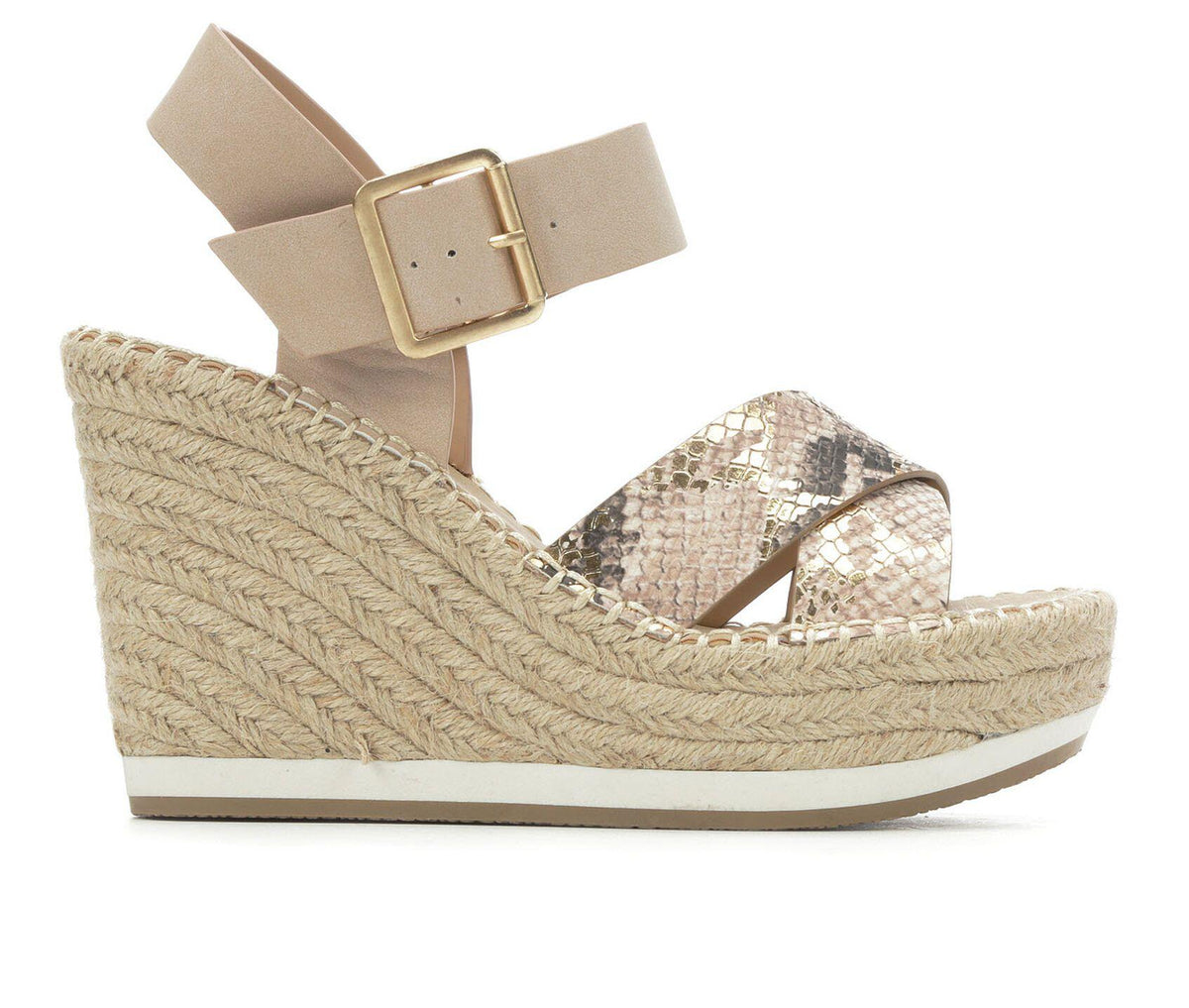 Metallic Snakeskin Wedge Sandal
