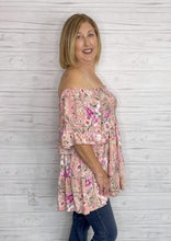 Load image into Gallery viewer, Off-Shoulder Pink Floral Top

