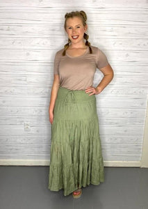 Smock Waist Tiered Maxi Skirt