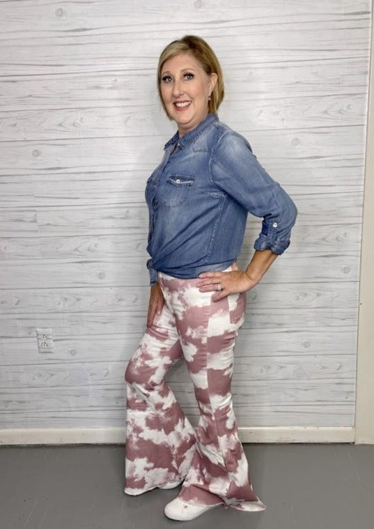 Pink Tie Dye Bell Bottoms