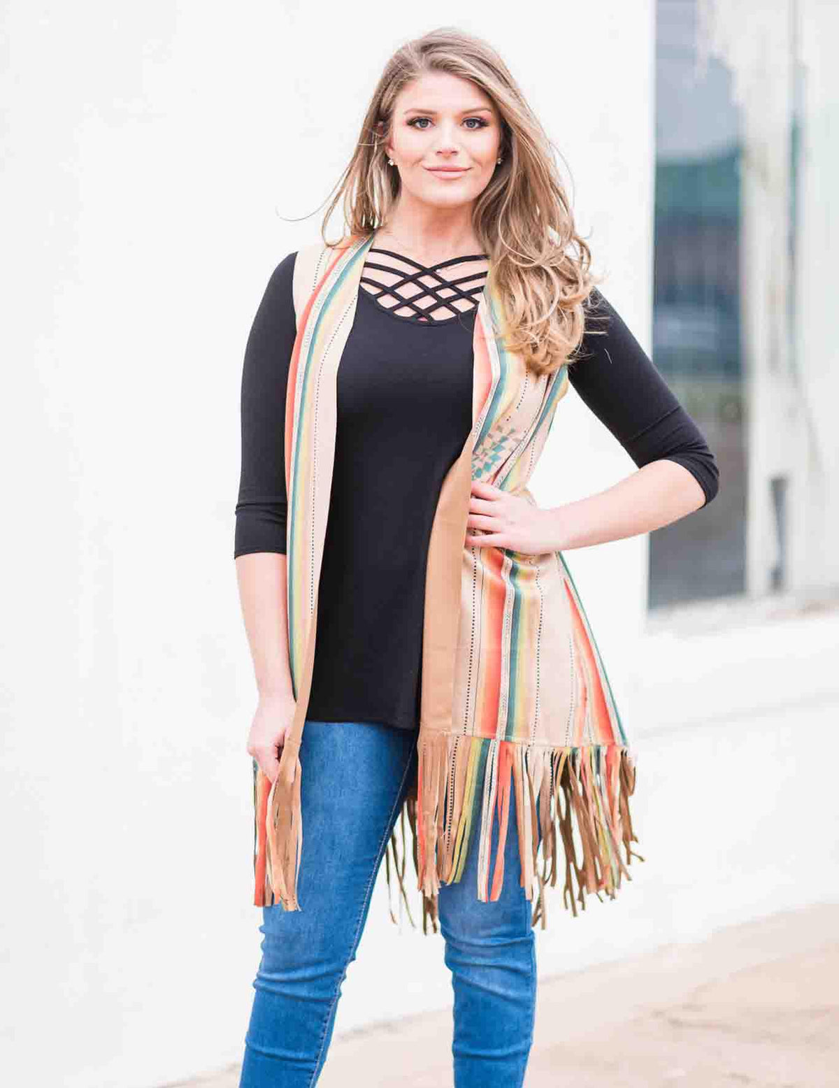 Serape Fringe Vest