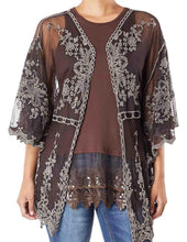 Load image into Gallery viewer, Brown Embroidery Kimono
