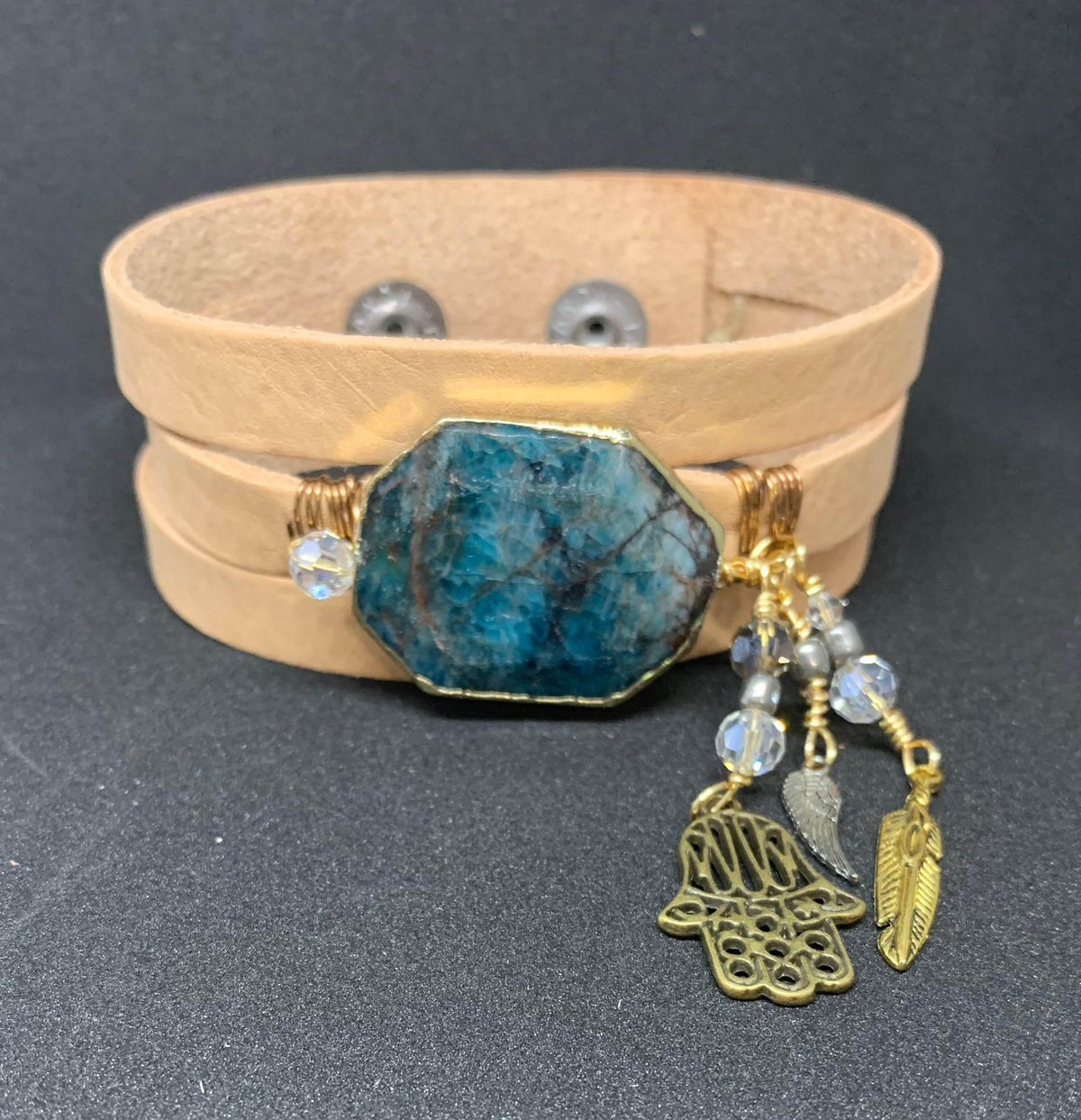 Leather Stone Bracelet