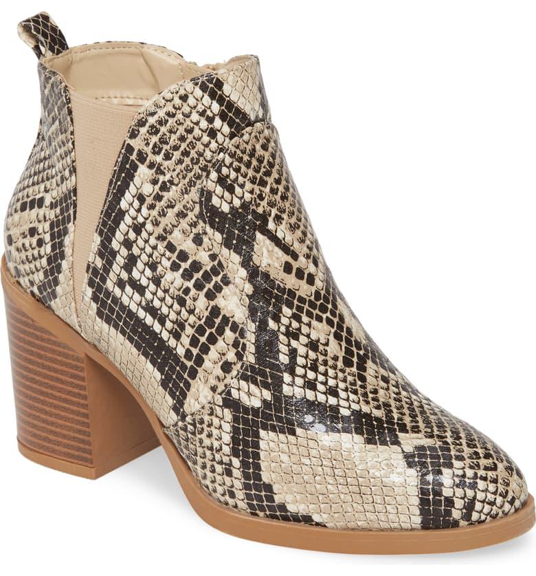 Halle Snakeskin Beige Bootie
