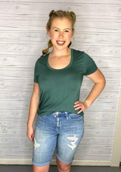 Sadie High-Rise Light Denim Bermuda Shorts