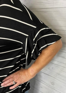 Striped Top w/ Ruffle Sleeves