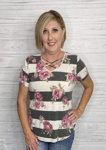Striped Floral Top