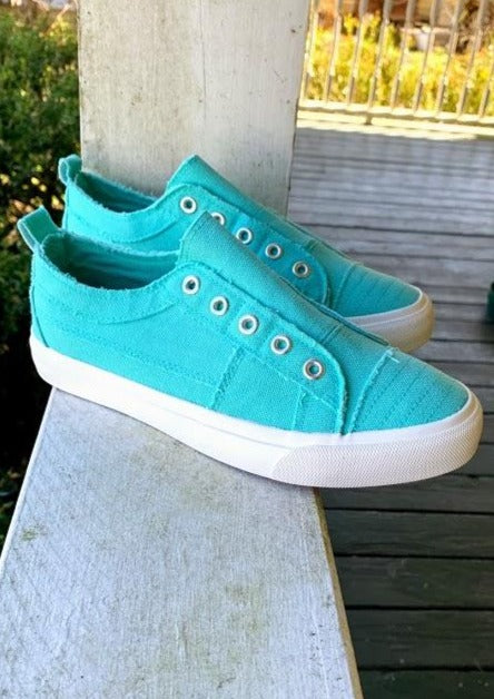 Turquoise Blue Slip-On Sneaker