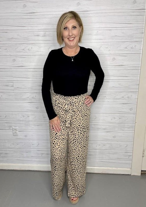 Leopard Print Wide Leg Pants
